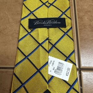 New Brooks Brothers Makers USA Made Men's Gold Blue All‎ Silk Neck Tie NWT